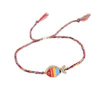 Adjustable Braided Fish Charm Bracelet With Alloy Oil Drop Pendant For Women Lightweight Stylish Jewelry Gift 4