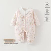 Quilted Long-Sleeve Baby Romper: Warm Autumn/Winter Onesie (120g) 66 cm