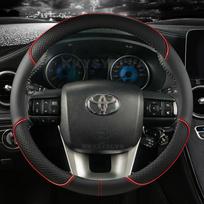Mikropluošto odinis automobilio vairo dangtelis skirtas Toyota Fortuner 2016- Hilux 2015-2022 automobilių priedams raudona