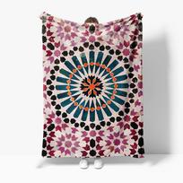 Geometric Mosaic Pattern Flannel printed blanket suitable for all seasons suitable for living room office sofa and travel 75x90cm