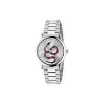 Gucci G-Timeless serijos laikrodis Kvarcinis mechanizmas Nerūdijančio plieno apyrankė Sidabrinis ciferblatas Gyvatės raštas Pavasarinis aprangos aksesuaras Unisex laikrodžiai YA1264076 Brand-New Out of Warranty