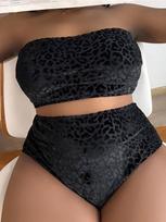 0XL - 4XL Leopardinis Bikini Didelio Dydžio Maudymosi Kostiumas Plius Dydžio Moteriškas Maudymosi Kostiumas Moteriškas Dviejų Dalių Bikini Komplektas Maudymosi Kostiumas V3977B XXXL violetinė