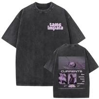 Tame Impala Deadbeat Tour  Vintage Washed Tshirt Mens Hip Hop Oversized Short Sleeve T Shirts Casual ONeck Cotton T Shirts S įvairiaspalvis
