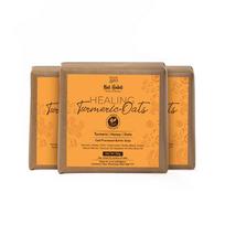Nat Habit Turmeric Oats Bath Butter Soap Handmade Cold Processed Bar For Deep Cleansing And Skin Brightening Pack Of 3 X 125g