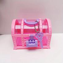 Pretend Play Cute Makeup Box With Lock Treasure Chest Mini Box Kids Jewelry Box  For Children rožinė