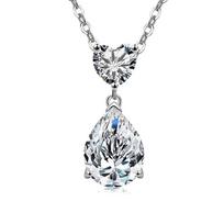 Jewelry Temperament Warm Sun Water Drop Necklace Ice Flower Cut Zirconium Platinum Plated 925 Silver Pendant Necklace 18inches&Platinum gold (white diamond) sidabras