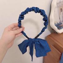 Children's Headband Floral Streamer  One-piece High Skull Top Braided Headband  Girls' Headband  Toothed  Non-slip Hairpin Blue