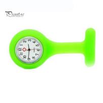 Silicone Nurse Watch Brooch Fob Pocket Tunic Quartz Movement Watches fluorescencinė žalia spalva