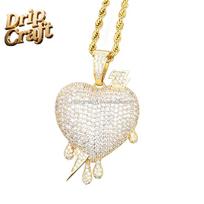 Lightning love Water Drop Pendant love Doll Real Gold Copper Inlaid Zircon Hip Hop Jewelry Creative Men and Women Can Wear Reference Images