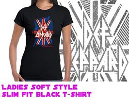Def Lepp Black Tshirt cotton  Glam Metal music Ladies slim fit gift for her XL