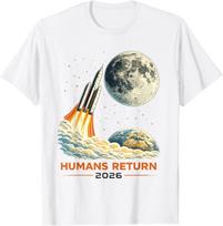 Artemis II Moon Mission 2026 Humans Return Retro Space Rocke Unisex T-Shirt M