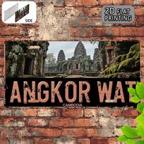 Kambodža Angkor Wat D Plokščio spaudimo numerio plokštelės stiliaus metalinis skardinis ženklas Senovės khmerų šventyklos tematikos dekoratyvinis aliuminio ženklas fo 15x30cm(5.9x7.8inch)