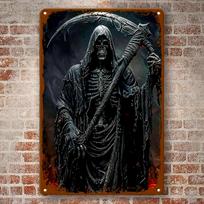 Grim Reaper Metal Wall Art Aluminum Sign for Home Restaurant Theme Decor 20x30cm（7.8x11.8inch）