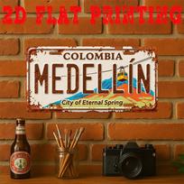 d Plokščias spausdinimas PC Vintažinis metalinis skardos ženklas Dekoratyvinis ženklas Medeljino miesto ženklas Amžinojo pavasario miestas Retro sienų menas 15x30cm(5.9x7.8inch)