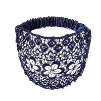 Beautiful Lace Trim Headband Lightweight And Breathable Hairband Comfortable Headwear for Women and Girls tamsiai mėlyna spalva