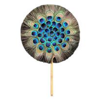 Beautiful Round Peacocks Feather Fan For Traditional Dance Wedding Decors And Theatrical Productions 25cm 1
