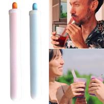 Ice Straw Maker Quick Release Easy to Clean High Temperature Resistant DIY Silicone Milk Juice Drink Cola Ice Straw Mold Kitchen Tool mėlyna