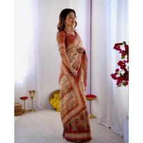 New Launch – Premium Village Art Digital Print Linen Cotton Saree