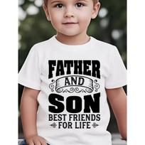 European sizes Boys' Father And Son Best Friends for Life Graphic T-Shirt - Casual Short Sleeve Tee with Bold Letter Print, Regular Fit, 98cm balta