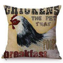 Nordic Farm Cow Cock Cute Cartoon Sofa Decorative Throw Pillow Case Funny Chicken Baby Poster Style Cotton Linen Cushion Cover Peach skin 18*18(CM)-1Pcs