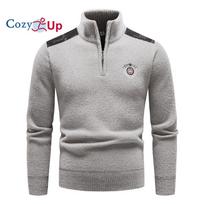 Cozy Up vyriškas megztinis ilgomis rankovėmis Naujas pusinis užtrauktukas su megztiniu, minkšta apykaklė M smėlis