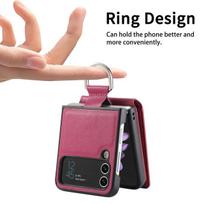 Pirštų žiedo kortelės kišeninio krepšio dėklas, skirtas Samsung Galaxy Z Flip4 Flip 4 5g Flip3 Flip 3 5 Flip5 Zflip4 odiniai telefono dangteliai for Samsung Z Flip 5 violetinė