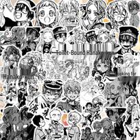 Tualete įstrigęs Hanako-kun Manga Lipdukai: Juoda ir balta Mitsuba, Sousuke, Nene, Hanako-kun dekoravimui ir planuokliui