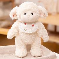 28cm Cute Stuffed Sheep with Dress Bib Plush Soft Toys Fluffy Lamb Kids Doll Creative Gift for Children Baby Accompany Sleep Toy 28cm