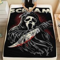 1PC Scream Print Flannel Blanket, High quality All Seasons, Home Decor, Warmth and Comfort, Perfect for Christmas Gifts 80cm x 120cm