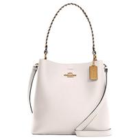 Coach Town 26 Woven Strap Snap Polished Pebble Leather And Smooth Leather Shoulder Crossbody Bag Women handbags Chalk-White C4109-IMSUT Gift Box Set (Basic Set+Yellow Box)