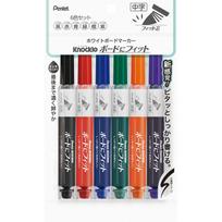Pentel Whiteboard Fit to Medium 6 EMWL5SBF6ST Marker, Board, Tip, Colors,