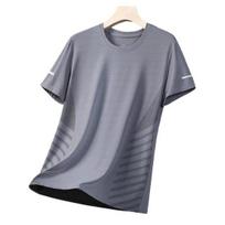 Men Quick-Drying T-shirt Breathable Athletic Summer Tee Loose Fit Mesh T-shirt for Jogging Gym Fitness Training Outdoor Workouts XXL pilka