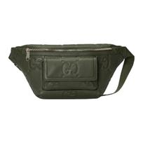 GUCCI Leather Sling Bag, Fanny Pack Mens Dark Green Basic Set (Bag + Dustproof Bag) tamsiai žalia spalva