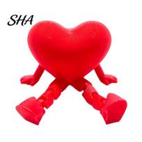 Dual-purpose Pen Storage Heart Rose Ornament, 3D Printed Red Holder with Movable Joints, Desktop Figure for Valentine Day Ornament B