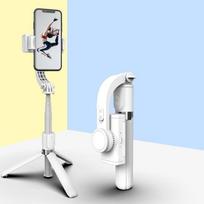 New L08 Mobile Phone Universal Folding Gimbal Stabilizer Bar Selfie Tripod Smartphone Wireless Handheld Rotating 3-in-1 Foldable balta