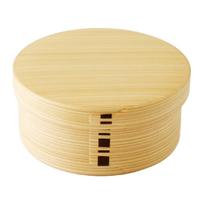 Large Round Bento Box Bentwood Bento Box Made in Japan by Odate Kogeisha Manufactured from natural wood Round Shape Suitable for and Adults Present smėlis