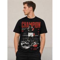 Men's Vintage Boxing Champion T-Shirt, Soft Cotton Blend, Short Sleeve Crew Neck, Retro Graphic Print with Ali Quote & Stars, Casual Streetwear for S juoda