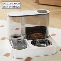 Universalus 2-in-1 automatinis gyvūnų ėdintuvas ir vandens dozatorius, 3,5L sauso maisto ir 1,8L vandens stotelė, gravitacinė maisto ir vandens padavimo sistema katėms ir šunims medžio anglis