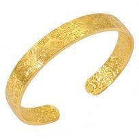 Chinese Style Bohemia Zinc Alloy Bracelet With Fook Character Open Cuff For Gift Giving