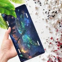 D flat pc Mysterious Dragonfly Aluminum License Plate Cover UV Ink Printed ScratchResistant  Weatherproof Car Front Plate 15x30cm(5.9x7.8inch)