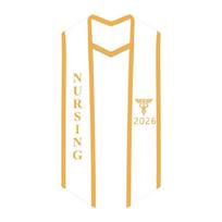 Classical Nursing Graduation Stole Sash Scarf For The Class Of 2026 With Crisp Lettering And Fine Edging Accent Adult Type B