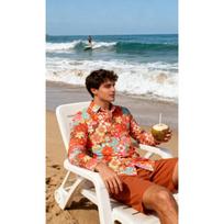 Halloween Hippie Men's Disco Hip-Hop Button Flower Retro Long Sleeve Shirt Print Flower Pullover Blouse Versatile Top S
