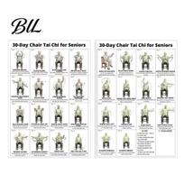 Home Gym Tai Chi Decor 2Pcs Chair Workout Chart 30 Days Beginners Seniors Seated Beginner Poster Exercise Canvas Wall Art Living Room Decoration Sets