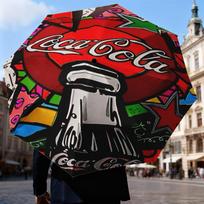 Coca-cola Artwork Design Umbrella Folding umbrella, automatic umbrella 8-Frame for Travel, camping Use Gift for Halloween Christmas