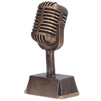 Gold Microphone Resin Trophy Ornament Vintage Mic Tabletop Craft  Entertainment Venue Display Craft