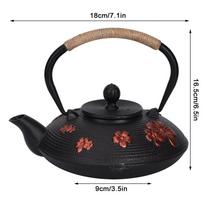 Copper Handle Cast Iron Teapot 0.9L Capacity Oriental Teapot Iron Tea Pot  For Home