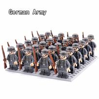 24 vnt. Antrojo pasaulinio karo karinės armijos kario konstruktorių rinkinys Modelio kaladėlės Veiksmo figūrėlės Ginklų žaislai Vaikų dovana