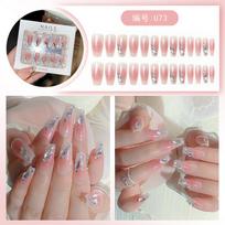 Press on Nails Reusable Coffin Fake Nails With Design Acrylic Nails Punk False Nails Reusable Glossy Artificial Full Cover False Nail for Women 24Pcs