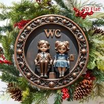 Senovinis rėminis tualeto vonios kambario ženklas Geležies metalo sienos meno dekoras WC tualeto lentelė 20x20 įvairiaspalvis