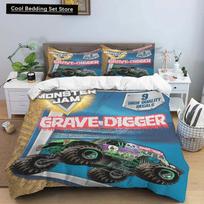 3D Super Monster Truck Monster Jam Comforter Bedding SetDuvet Cover Bed Set Quilt Cover PillowcaseKing Queen Size Bedding Set EU Single(135*200cm)3pcs